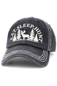 KBETHOS Vintage Distressed Washed Eat Sleep Hunt  Baseball Cap