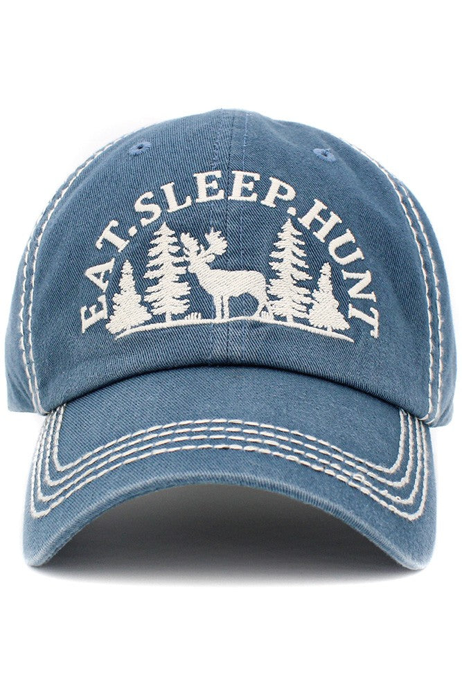 KBETHOS Vintage Distressed Washed Eat Sleep Hunt  Baseball Cap