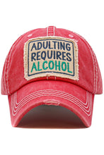 KBETHOS Vintage Distressed Washed ADULTING REQUIRES ALCOHOL  Baseball Cap
