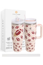 JINS 40 oz FOOTBALL STARS Tumbler with Handle and straw lid (2 EXTRA STRAW) | Double Wall Reusable Stainless Steel Water Bottle Travel Mug Cupholder Friendly | Gifts for Women Men Her | BPA Free
