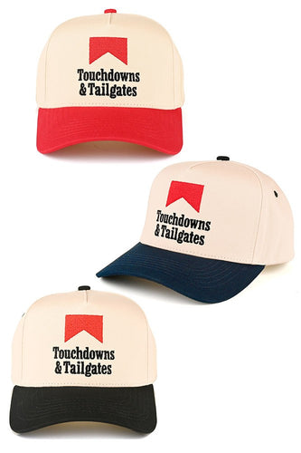 TOUCHDOWNS and TAILGATES Letter Embroidered on Two Tone Trucker Hat Baseball Cap
