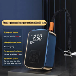 Tire Portable Wireless Car Air Compressor - 100W Electric Tire Inflator Pump for Motorcycle, Bicycle, Auto Tyre & Ball Inflator with Lighting and Pressure Measurement