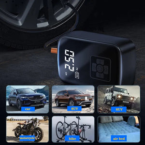 Tire Portable Wireless Car Air Compressor - 100W Electric Tire Inflator Pump for Motorcycle, Bicycle, Auto Tyre & Ball Inflator with Lighting and Pressure Measurement