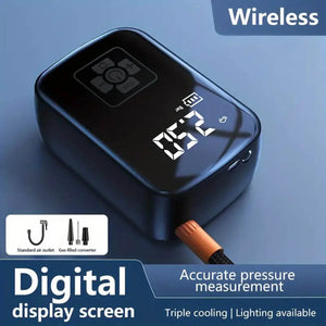 Tire Portable Wireless Car Air Compressor - 100W Electric Tire Inflator Pump for Motorcycle, Bicycle, Auto Tyre & Ball Inflator with Lighting and Pressure Measurement