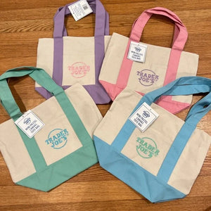 Trader Joe's Mini Pastel Canvas Tote Bag Set or Singles.
