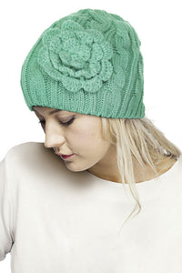 Knitted Cute Beanie with Flower Pendant