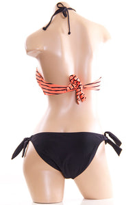 Padded Sexy Fashion Striped Top Coral Swimwear Bikini Set