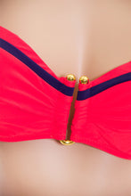 Navy Accent over Crimson Solid Bikini Swimwear