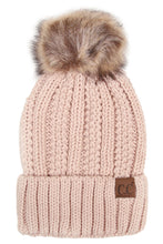 CC Knitted Hat with Fuzzy Lining with Pom Pom